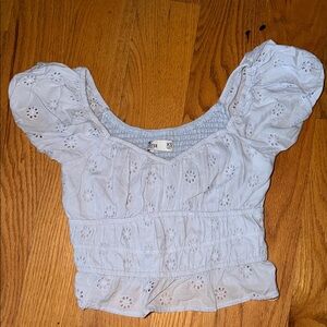 Hollister Light Blue Eyelet Blouse